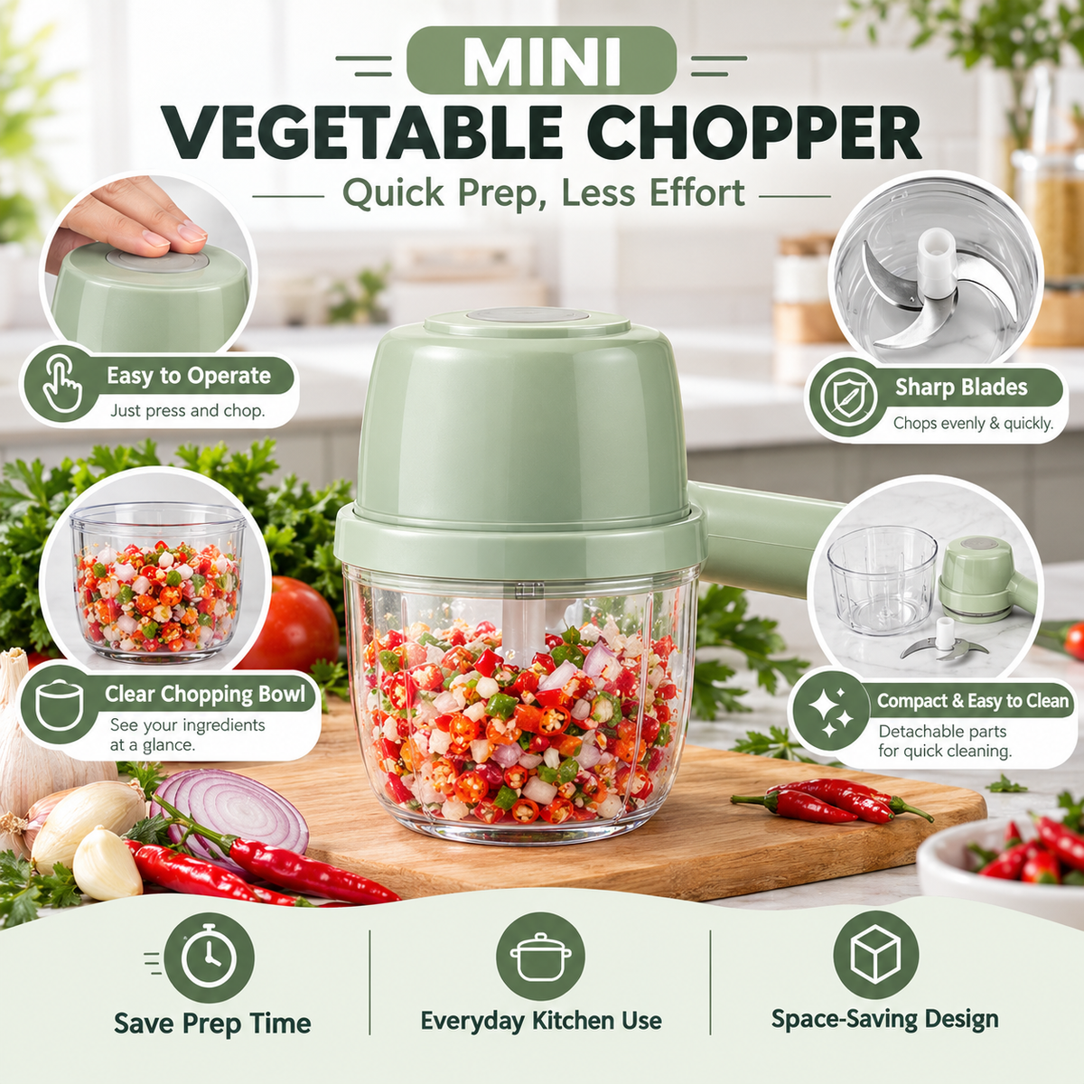 Electric Handheld Vegetable Cutter Slicer Multifunctional Food Chopper