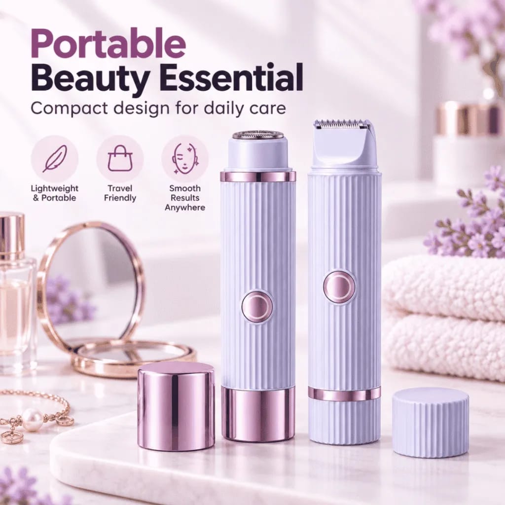 2-in-1 Double Head Electric Shaver & Trimmer for Women | Painless Facial & Body Hair Remover